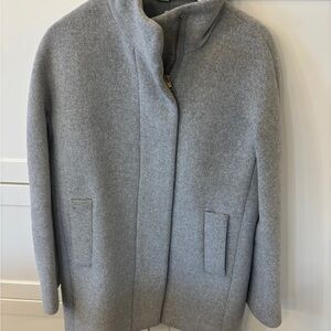 J Crew Light Gray Wool-Blend Zip Front Coat